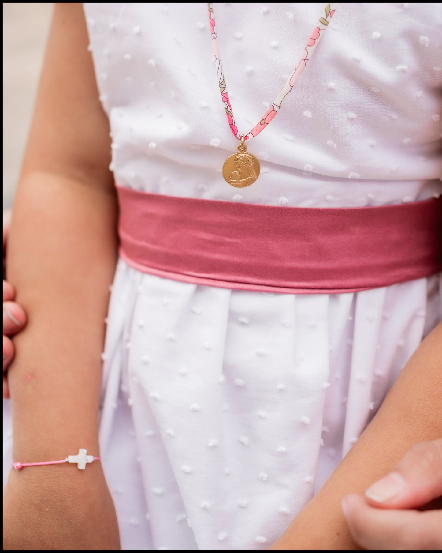 Bracelet Lien & Croix de nacre