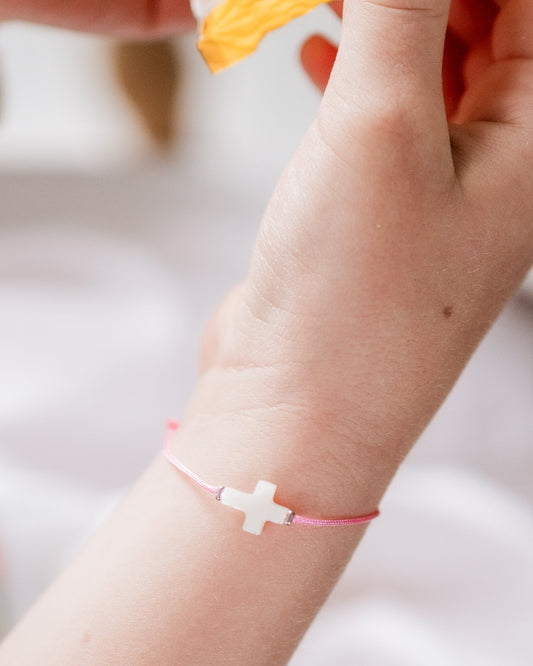 Bracelet Lien & Croix de nacre