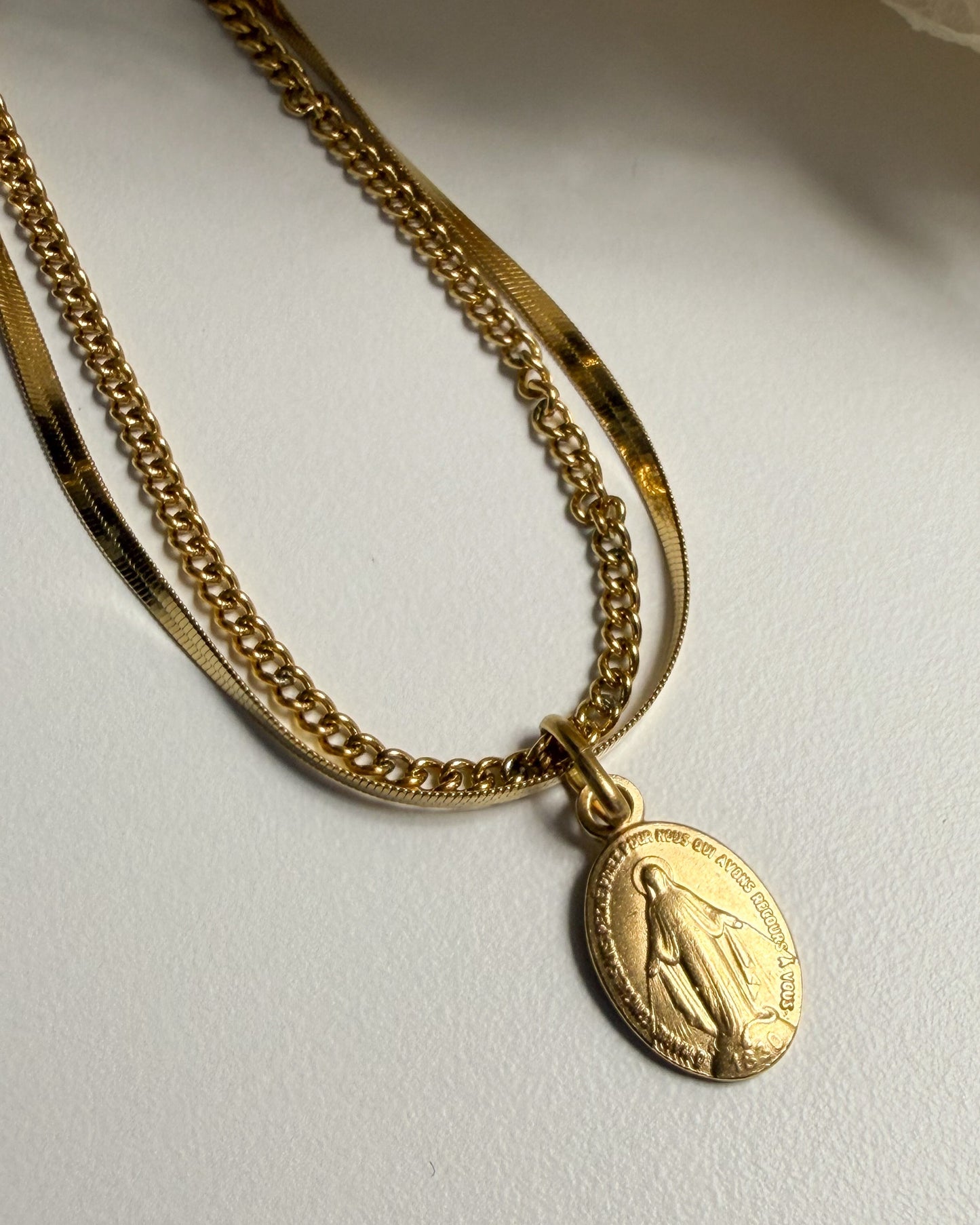 Bracelet double maille & Médaille Miraculeuse (dorée à l'or fin)