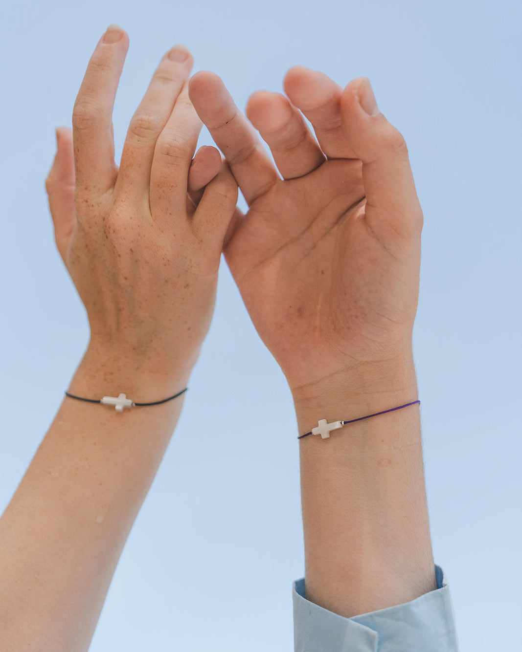 Bracelet Lien & Croix de nacre