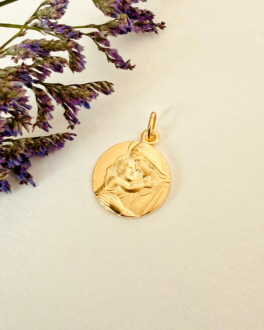 Médaille Vierge à l'Enfant (plaqué or)
