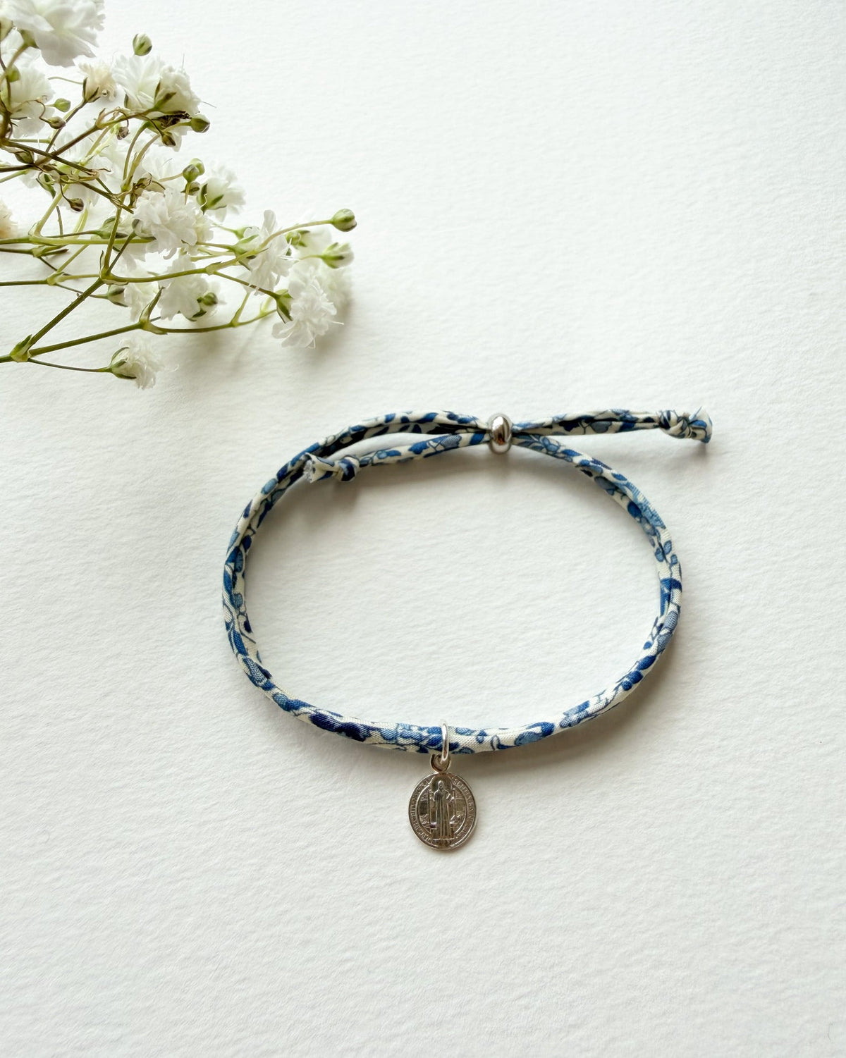 Bracelet Liberty & Médaille de Saint Benoît (argent massif 925)
