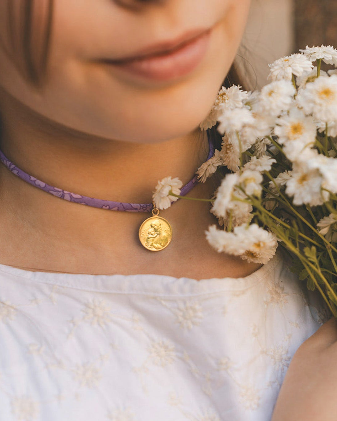 Collier & Médaille "Vierge à l’Enfant Botticelli" (dorée à l'or fin)